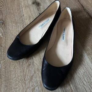 Manolo Blahnik black leather ballet flats size 40 or 10 or 9.6